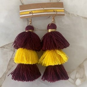 Garnet and gold tassel earrings. NWT.